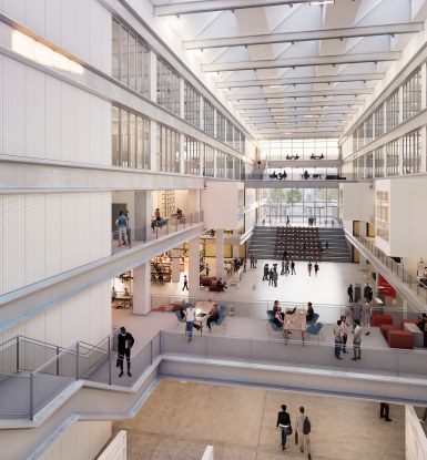 Le cœur battant de l’agora, carrefour du campus d’emlyon. 